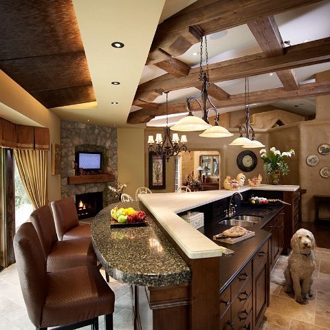 Reclaimed Beam Ceiling and Mantel