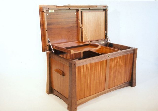 Ribbon Sapele and Walnut Hope Chest