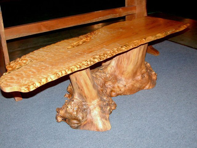 Quilted Maple with Buckey Root Bench