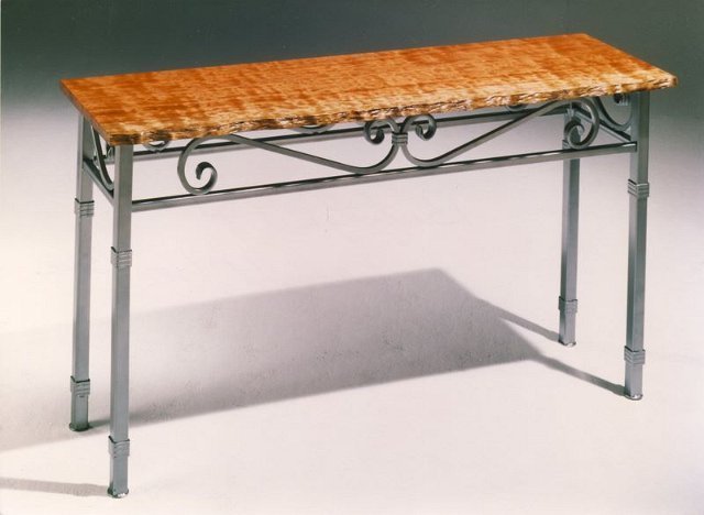 Redwood and Steel Console
