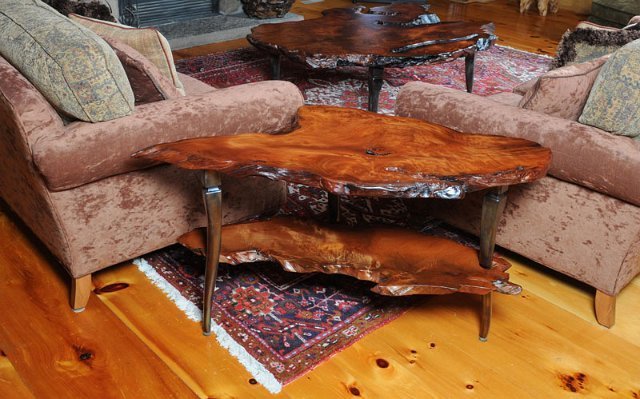 Bi-Level Redwood Root Burl End Table