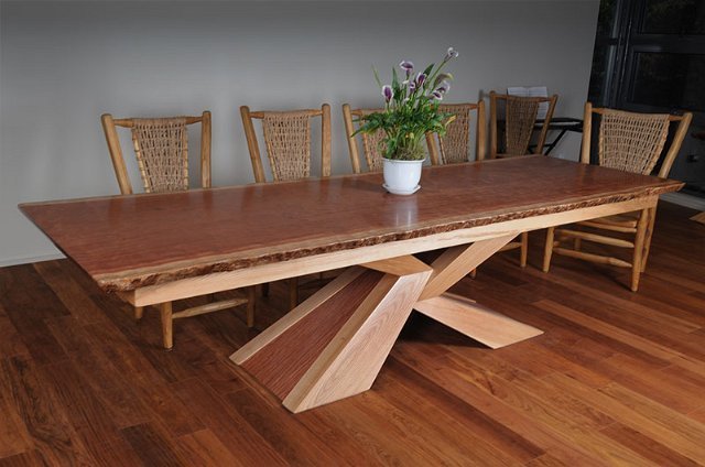 Bubinga Dining Tablew with Ash X Base