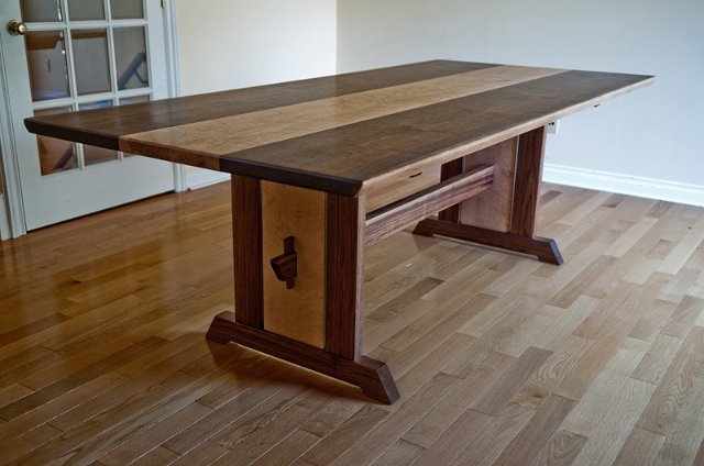 Walnut and Birdseye Maple Dining Table